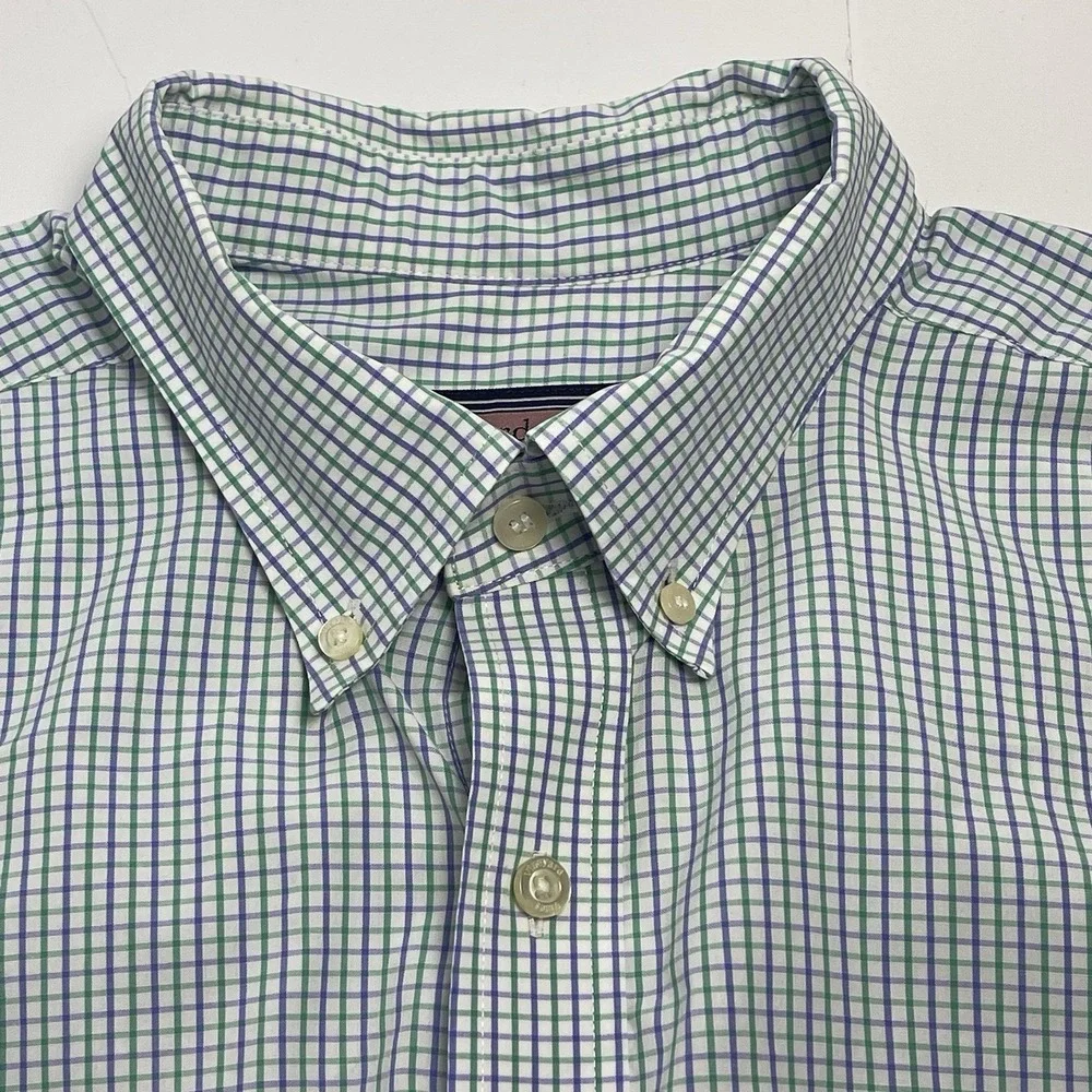 Vineyard Vines Men's XL White Green Purple Plaid Slim Fit Whale Checkered